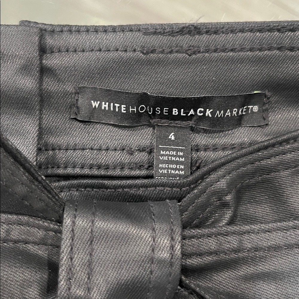 White House Black Market Asymmetrical Black Faux Leather Skirt - Picture 3 of 4